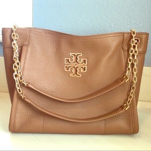 Tory Burch Britten tan leather shoulder bag